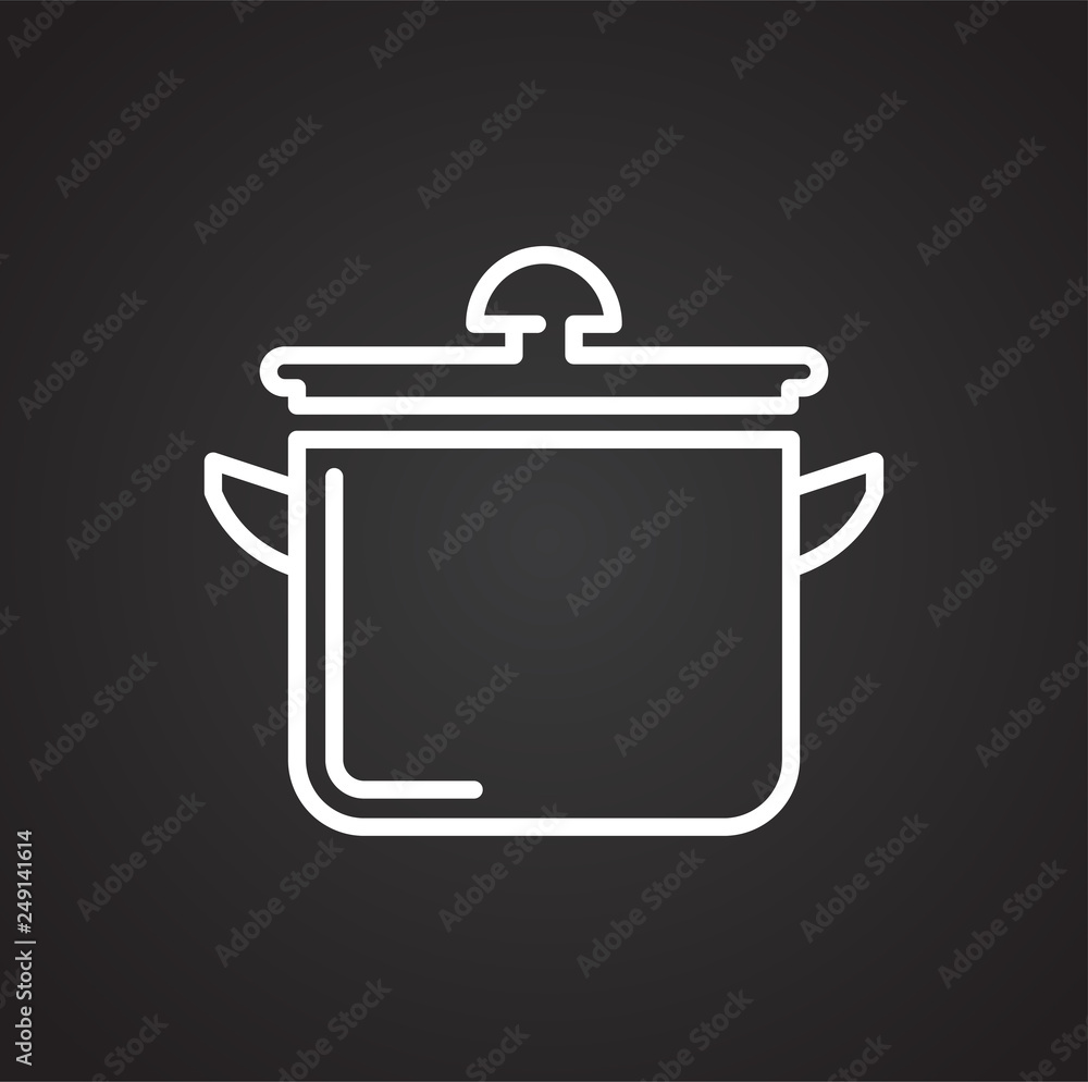 Poster cookware line icon on black background for graphic and web design, modern simple vector sign. intern