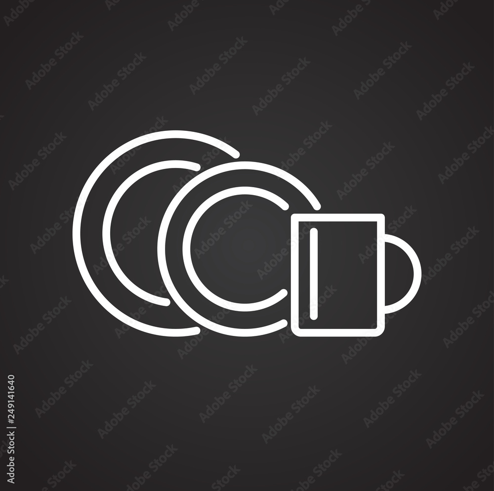 Poster kitchenware line icon on black background for graphic and web design, modern simple vector sign. int