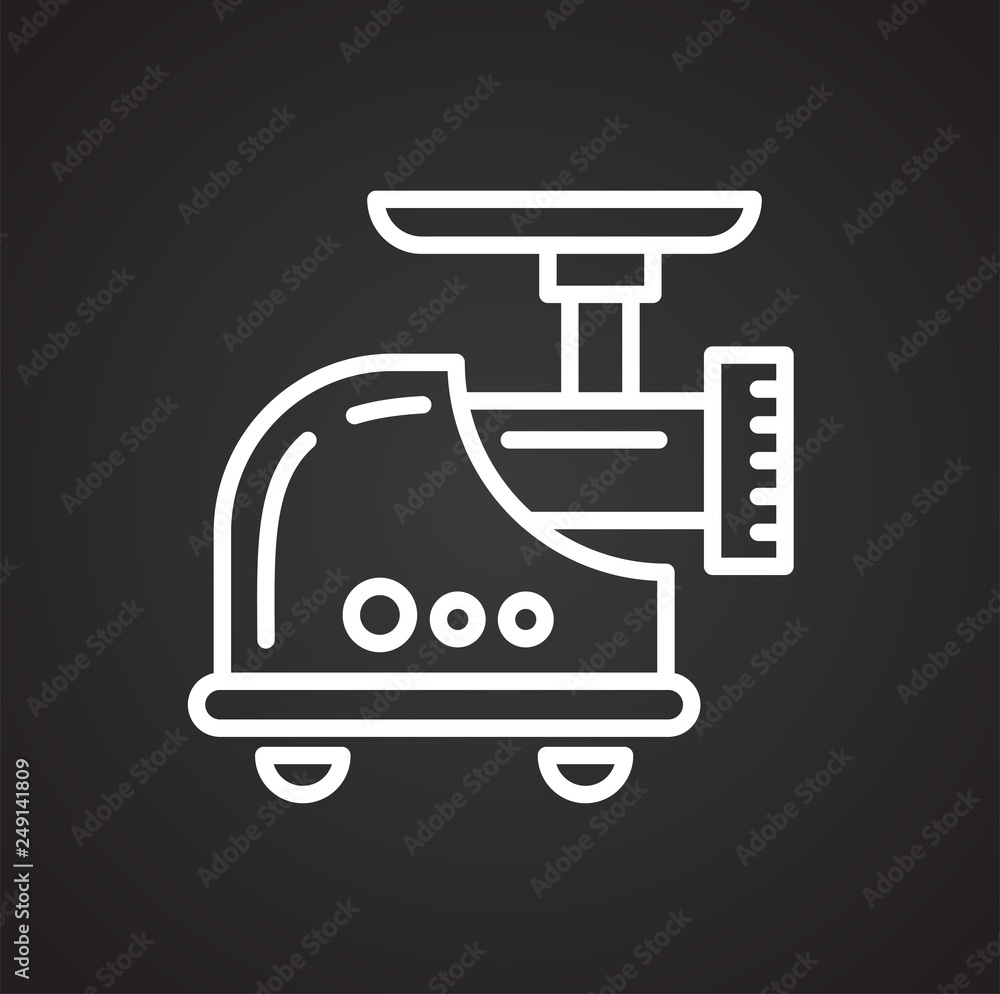 Poster meat grinder line icon on black background for graphic and web design, modern simple vector sign. in