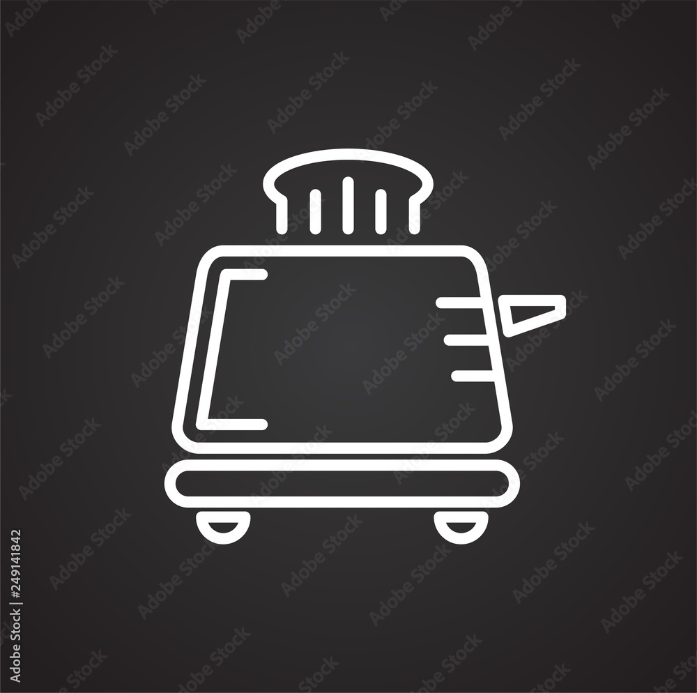 Poster toaster line icon on black background for graphic and web design, modern simple vector sign. interne