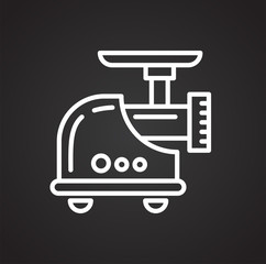 Meat grinder line icon on black background for graphic and web design, Modern simple vector sign. Internet concept. Trendy symbol for website design web button or mobile app