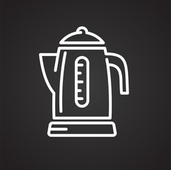 Electric kettle line icon on black background for graphic and web design, Modern simple vector sign. Internet concept. Trendy symbol for website design web button or mobile app