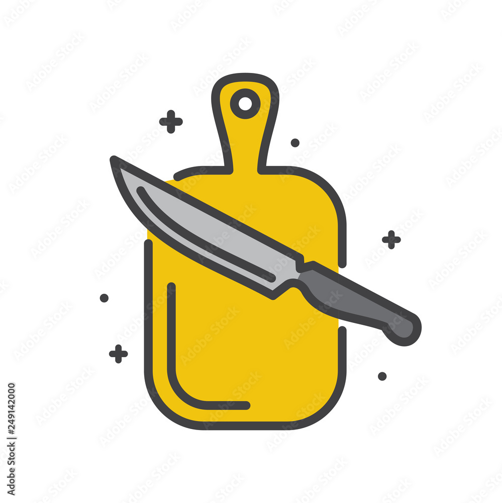 Poster kitchen knife line icon on white background for graphic and web design, modern simple vector sign. i
