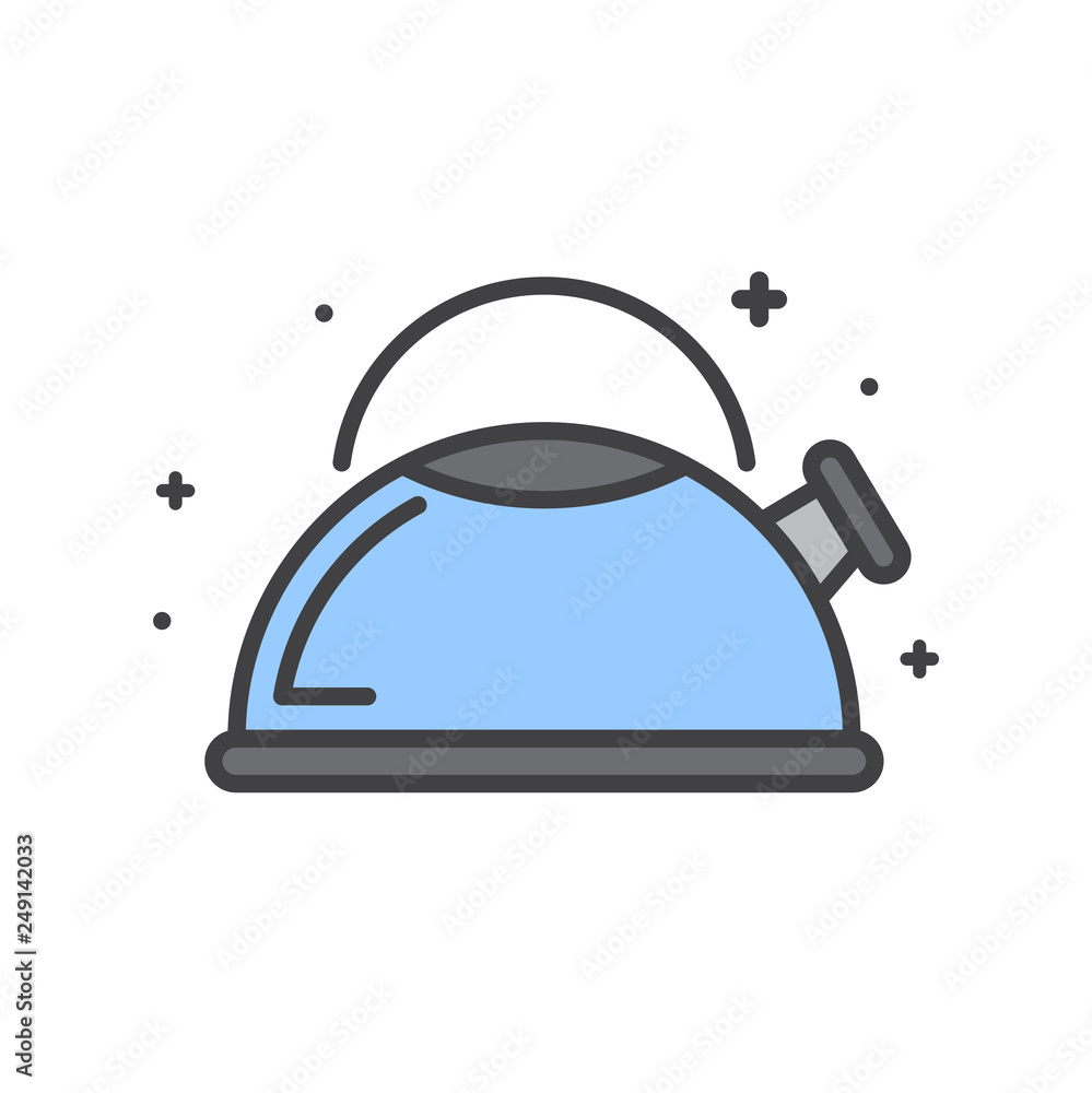 Poster kettle line icon on white background for graphic and web design, modern simple vector sign. internet
