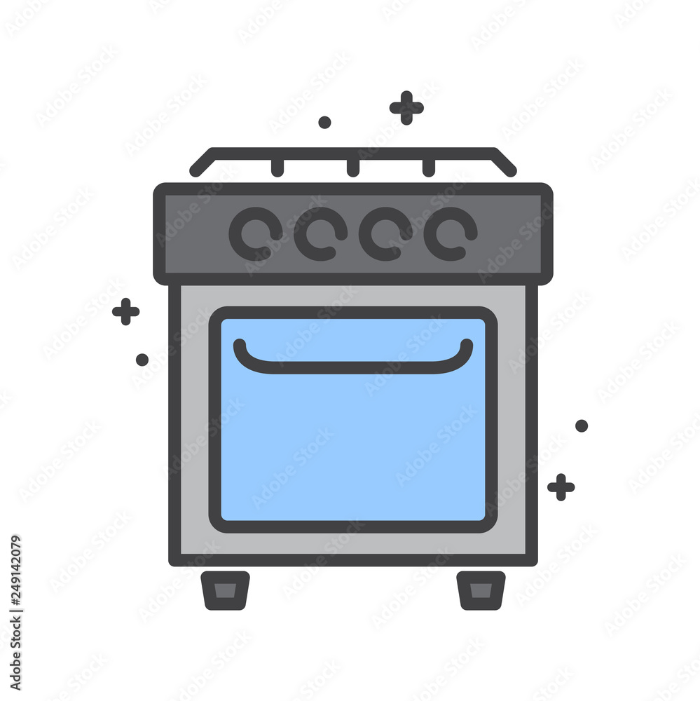 Poster cooker line icon on white background for graphic and web design, modern simple vector sign. internet