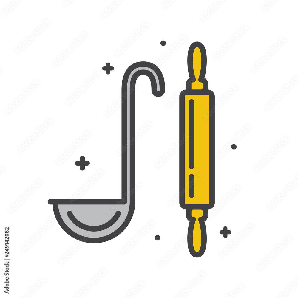 Poster kitchenware line icon on white background for graphic and web design, modern simple vector sign. int