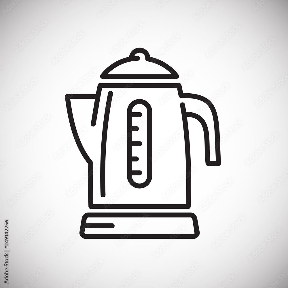 Poster electric kettle line icon on white background for graphic and web design, modern simple vector sign.