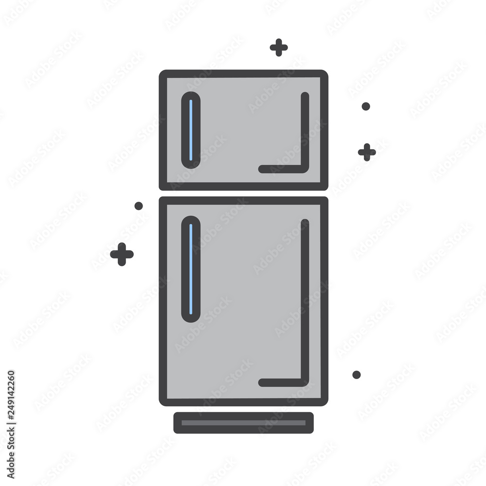 Poster refrigerator line icon on white background for graphic and web design, modern simple vector sign. in