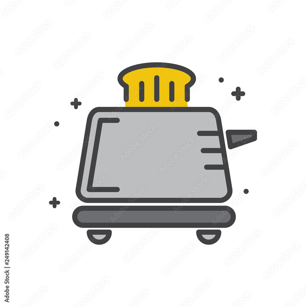 Poster toaster line icon on white background for graphic and web design, modern simple vector sign. interne