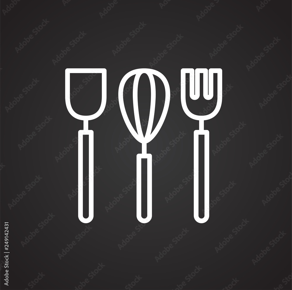 Poster kitchenware line icon on black background for graphic and web design, modern simple vector sign. int