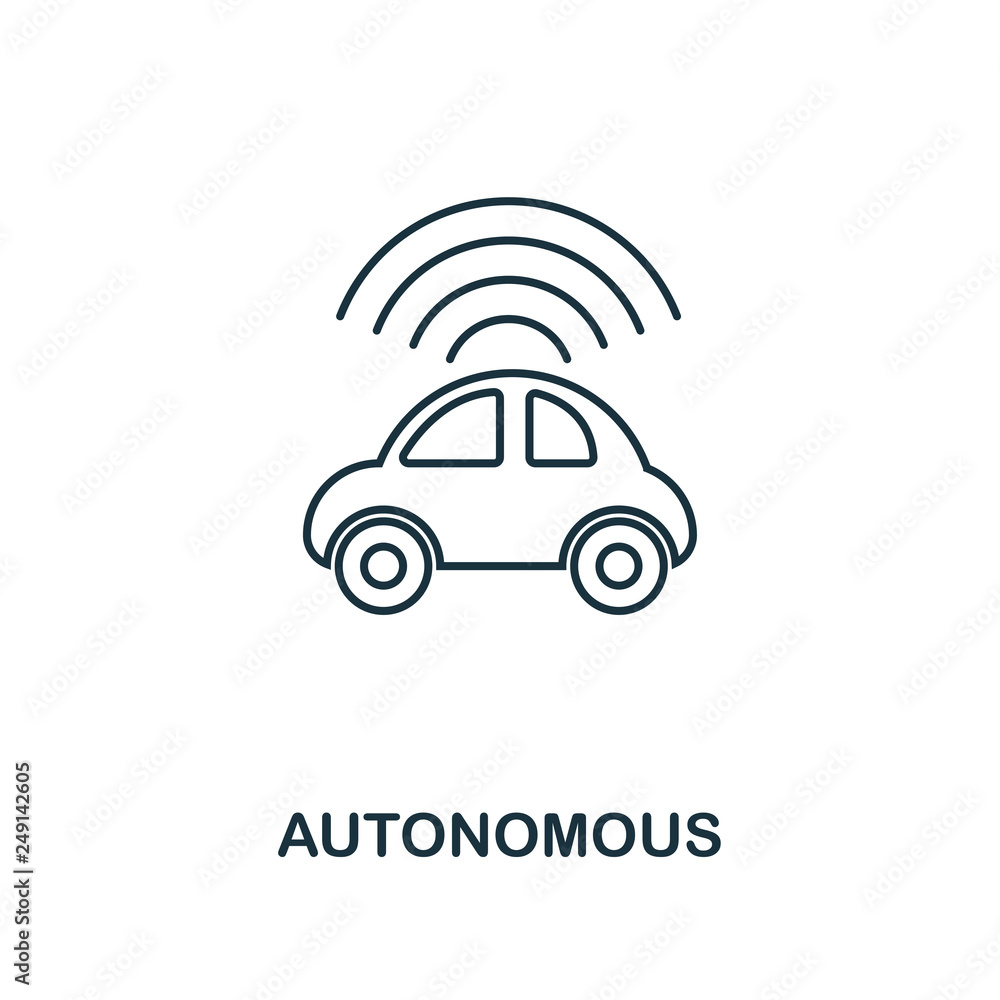 Poster autonomous icon. thin line style industry 4.0 icons collection. ui and ux. pixel perfect autonomous 