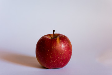 One apple in closeup on a white background