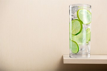 Orange Juice in glass on   background.