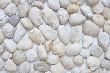 Top view white pebble stones in different size for decoration