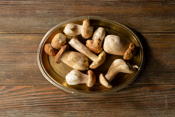 Fresh mushrooms above