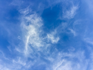 Sparse clouds in the blue sky morning background. Fluffy clouds in the blue sky evening background. Blue sky in summer background with tiny clouds,