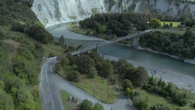 Aerial pullback reveal, Rangitikei Whitecliffs, New Zealand 4k