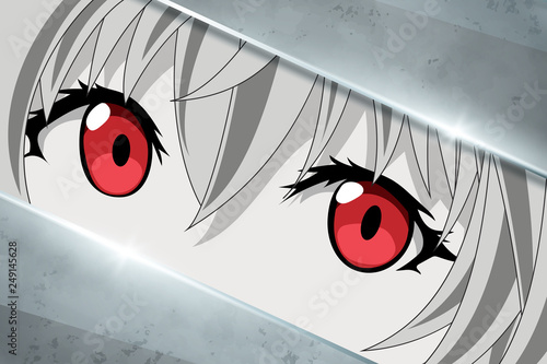 Fototapete Anime Face Character From Cartoon Manga Hero In Japanese Style Drong