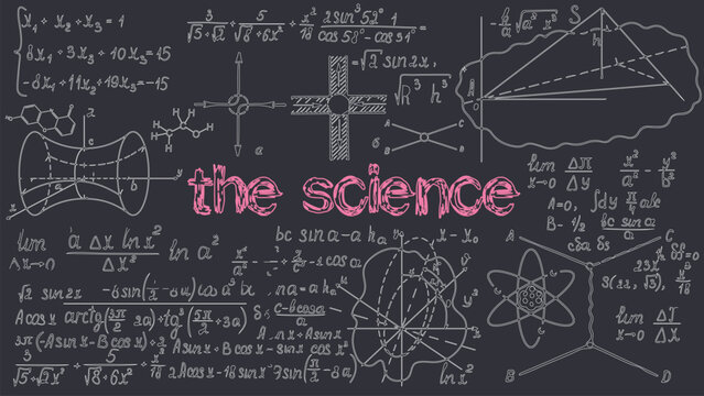 Black chalkboard inscribed scientific