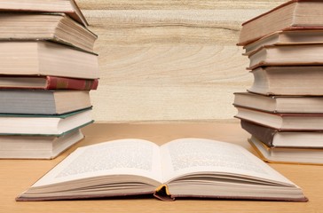 Stack of books isolated on white background.