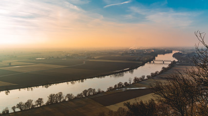 Beautiful winter sunset at the Bogenberg-Bogen-Bavaria-Germany