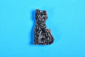 cat jelly candy on blue background