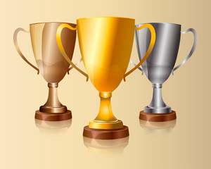 Vector gold, silver and bronze winners cup. 