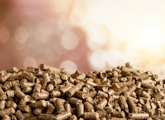Pellets Biomass- close up on background