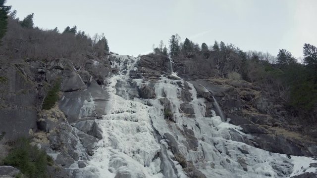 Italian mountains icy waterfall tilt up-down short 4k Sony a6300 25p S-Log2