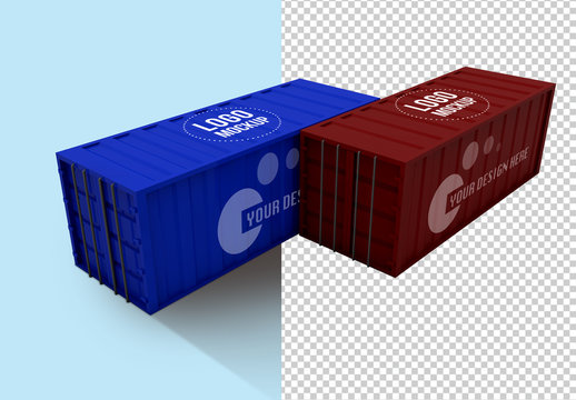 2 Shipping Containers Mockup