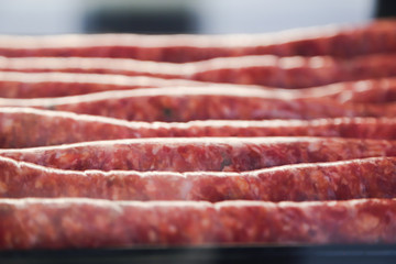 fresh raw beef sausages