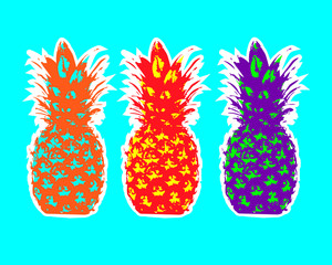 Tropical pineapples in the style of Zine Culture. 