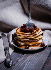Stack of fritters on the dinner table