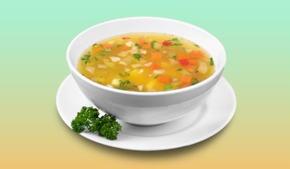 Vegetable soup isolated on background