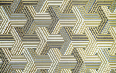 3D. Abstract silver metal background. Geometric hexagons. Different color.