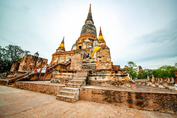 Wat Yai Chai Mongkhon Temple in Ayutthaya, Thailand - obrazy, fototapety, plakaty