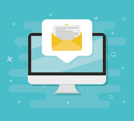 New message on the pc screen. Vector illustration.