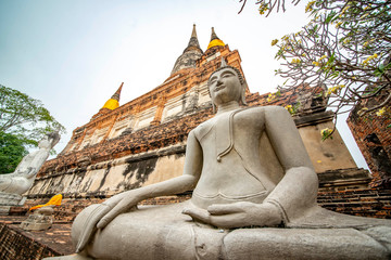 Obraz premium Wat Yai Chai Mongkhon Temple in Ayutthaya, Thailand