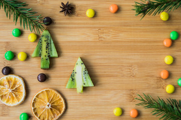 Christmas tree made from fruits