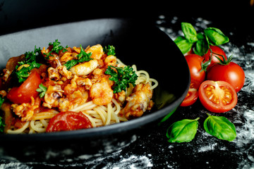 Spaghetti mit Shrimps