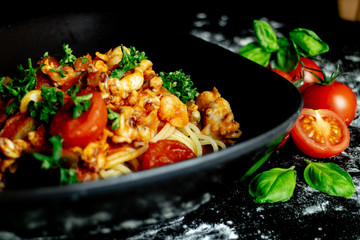 Spaghetti mit Shrimps, Italienisches Restaurant