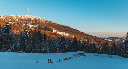 Beautiful winter view near the Brotjacklriegl summit-Bavarian Forest-Bavaria-Germany