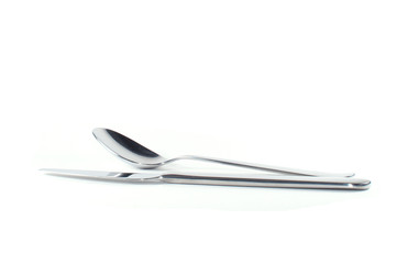 spoon and knife isolated on white background
