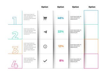 Infographic Table Layout with Colorful Outlines
