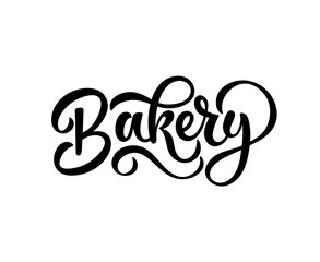 Hand sketched Bakery lettering typography isolated on white background. Concept for bakery, market, bakehouse, bakery production. Calligraphy badge, icon, logo, banner, 