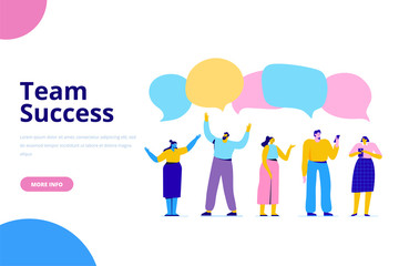 Business Team. Business people working  together. Discussion. Flat design illustration concept.