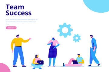 Business Team. Business people working  together. Discussion. Flat design illustration concept.