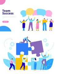 Fototapeta premium Business Team. Business people working together. Discussion. Flat design illustration concept.