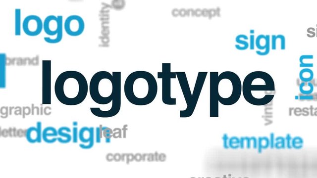 Logotype animated word cloud. Kinetic typography.