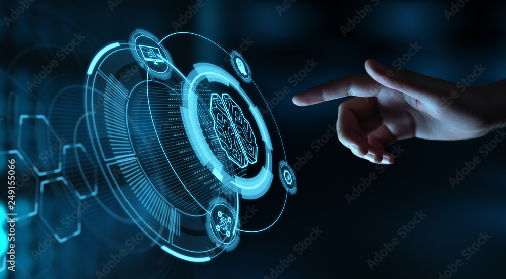 Sticker artificial intelligence machine learning business internet technology concept